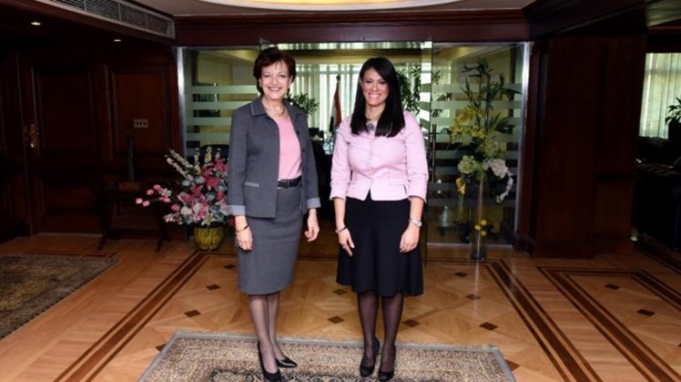 Egypt’s Minister of International Cooperation Rania Al-Mashat and Director of Operations in EU Neighbouring Countries at the European Investment Bank (EIB)