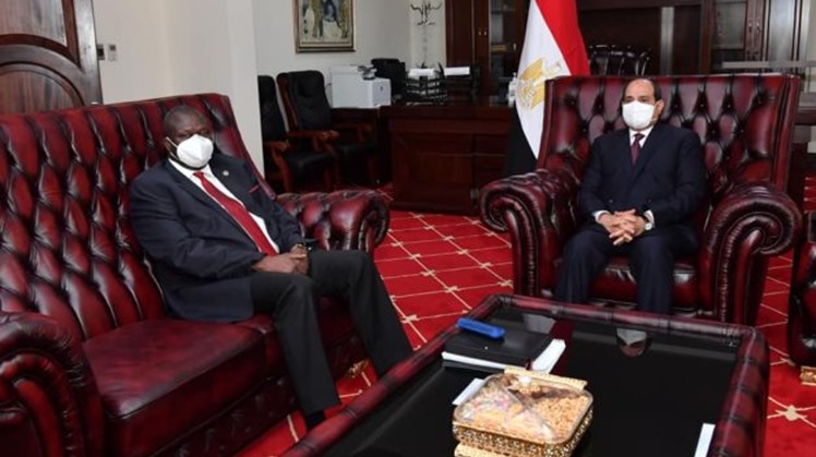 Egyptian President Abdel Fattah El Sisi on Saturday met with South Sudan's First Vice President Riek Machar, as part of the former’s visit to Juba, during which he separately met with President Salva Kiir.