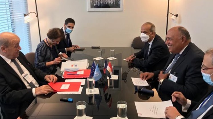 Egyptian, French FMs hold session of talks in New York
