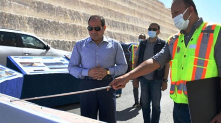 President Sisi inspects development works at some roads east of Cairo