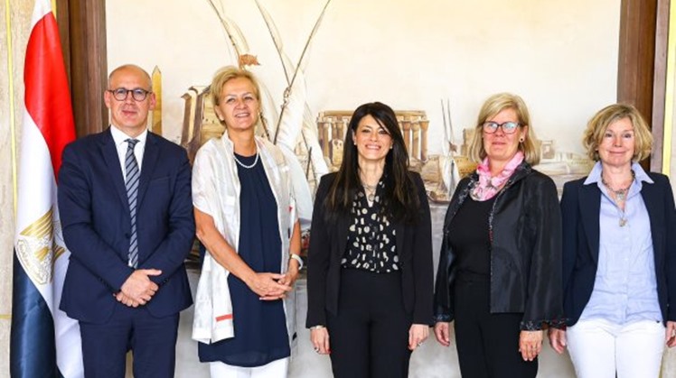 Minister of Planning Rania Al-Mashat along with senior EU officials
