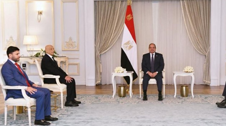 President Abdel Fattah El-Sisi received the Speaker of Libya's House of Representatives, Counselor Aguila Saleh