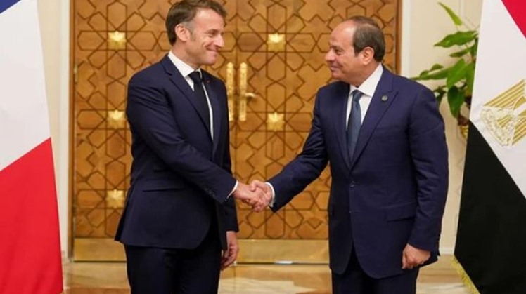 A file photo of President Abdel Fattah El-Sisi meeting with France's President Emmanuel Macron - Egyptian Presidency