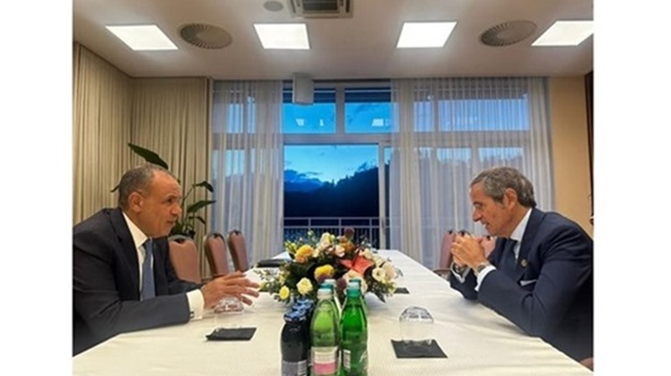 Egyptian Minister of Foreign Affairs, Badr Abdelatty, met with Rafael Grossi, Director General of the International Atomic Energy Agency (IAEA), on the sidelines of the Bled Forum in Slovenia.