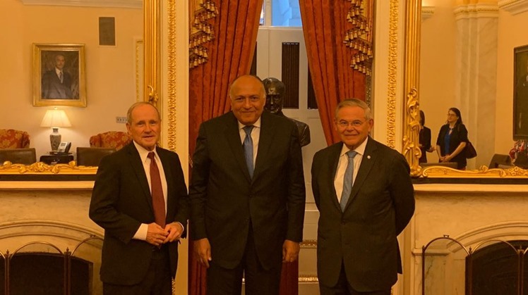 FM  Sameh Shoukry with Senators Jim Risch and Bob Menendez, Chairman and Ranking Member of the Senate Foreign Relations Committee