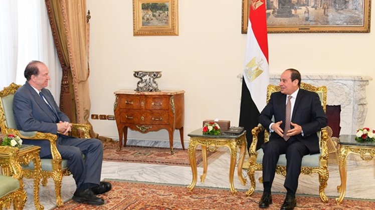 President Abdel Fatah al-Sisi meets with World Bank Group (WBG) President David Malpass in Cairo on Saturday, May 5, 2019- press photo
