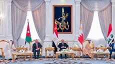 Egypt’s President Abdel Fattah El-Sisi, in the presence of UAE President Sheikh Mohamed bin Zayed Al Nahyan, received Jordanian King Abdullah II bin Al Hussein, Bahrain’s King Hamad bin Isa Al Khalifa, and Iraq’s Prime Minister Mustafa Al-Kadhimi 