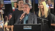 US Middle East envoy Steve Witkoff speaks at the Hostages Square in Tel Aviv, alongside US President Trump’s son-in-law and senior adviser Jared Kushner and his wife, Ivanka Trump