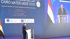  Egypt’s Premier Moustafa Madbouly giving a speech at the closing session of the 8th Cairo Water Week